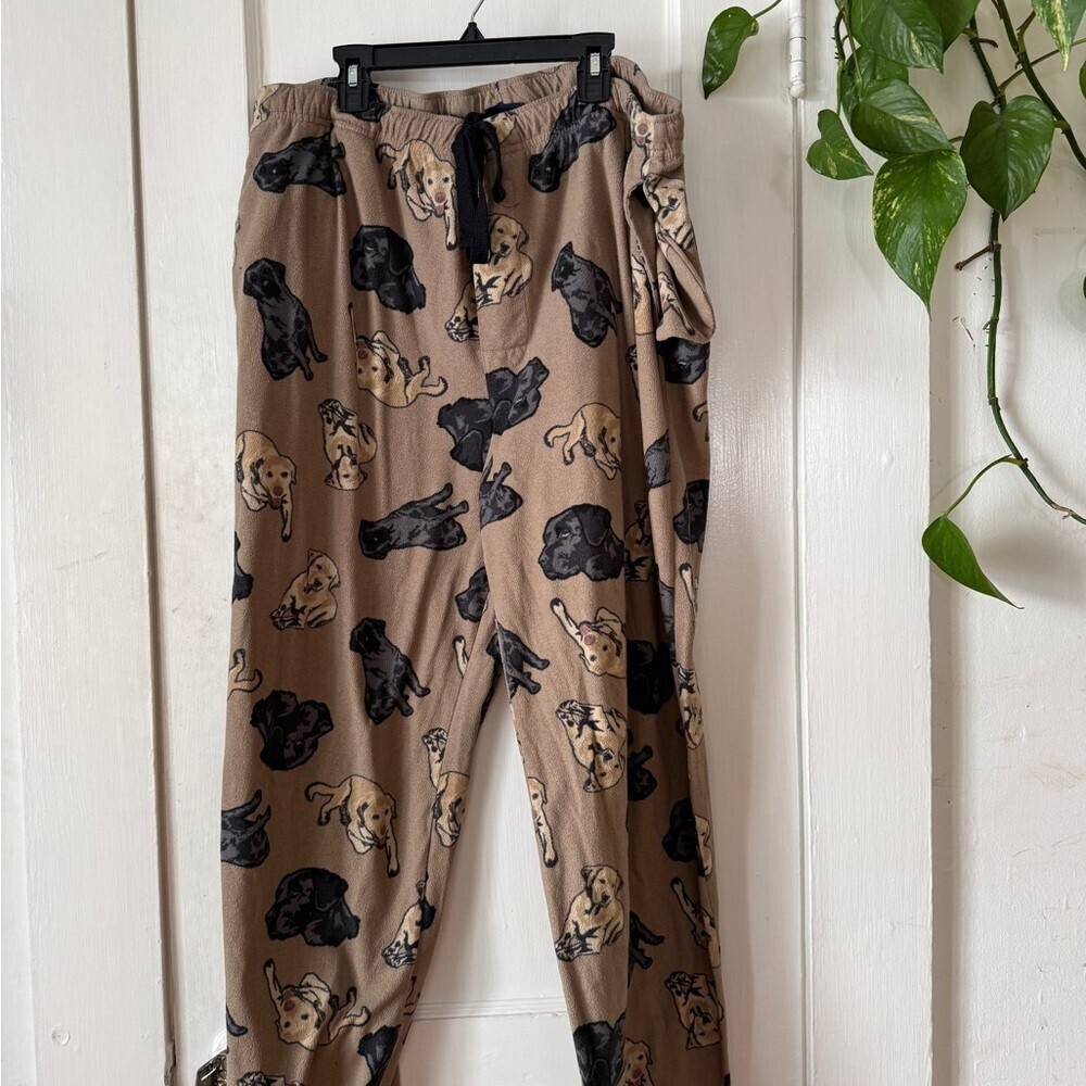 Croft & Barrow Tan and Black Dog Print Pants